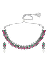 Peora Antique Oxidised Green Ruby Necklace Set