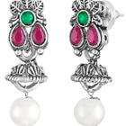 Peora Antique Oxidised Green Ruby Necklace Set