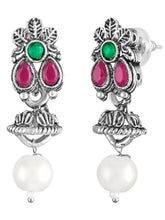Peora Antique Oxidised Green Ruby Necklace Set