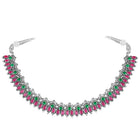 Peora Antique Oxidised Green Ruby Necklace Set