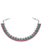 Peora Antique Oxidised Green Ruby Necklace Set