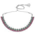 Peora Antique Oxidised Green Ruby Necklace Set