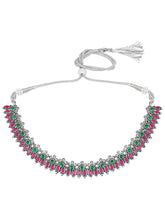 Peora Antique Oxidised Green Ruby Necklace Set