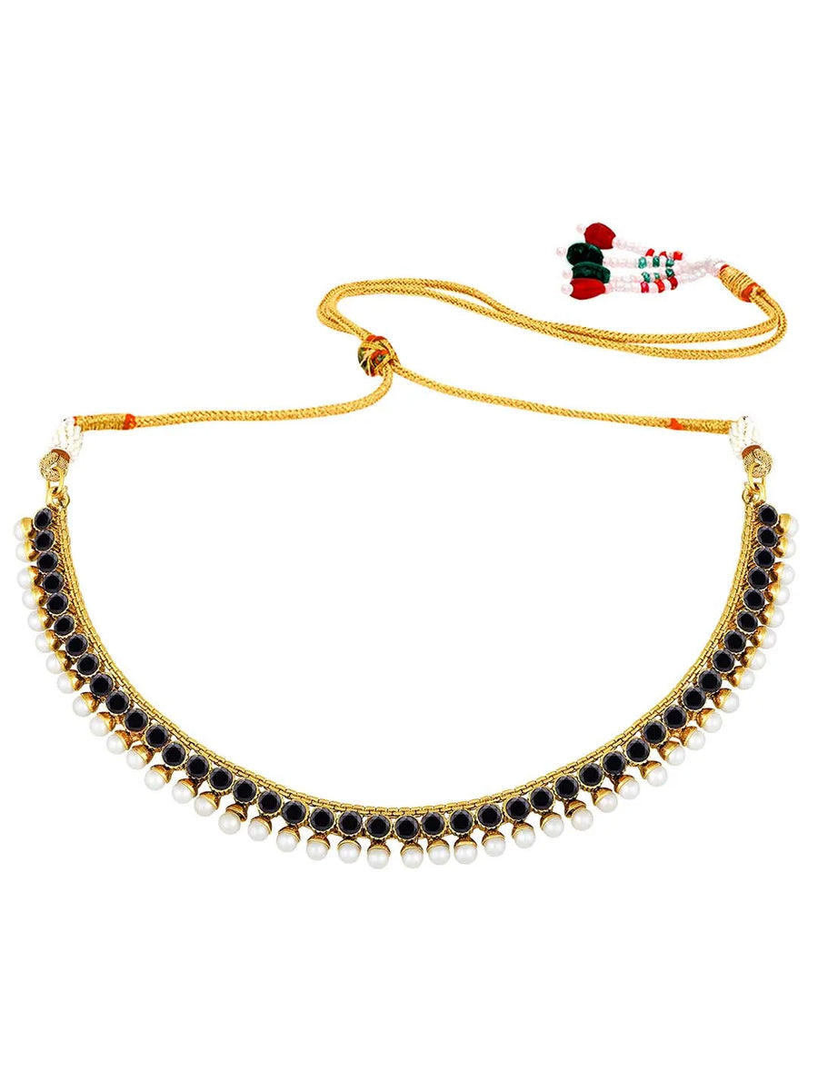 Lustrous in Stones Necklace Set - Black