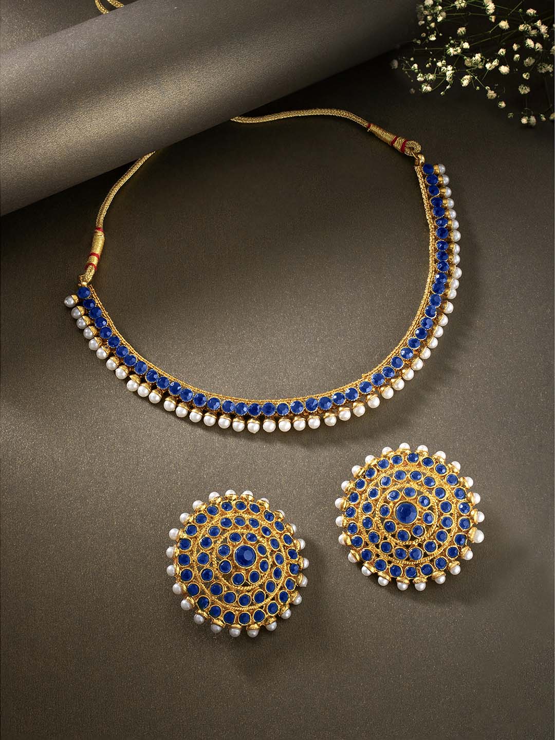 Lustrous in Blue Stones Necklace Set