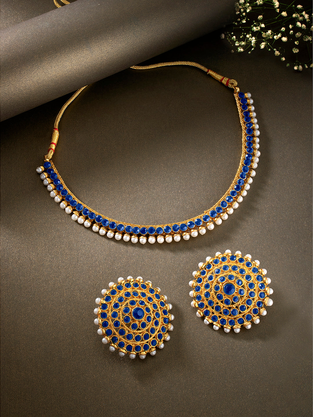 Lustrous in Blue Stones Necklace Set