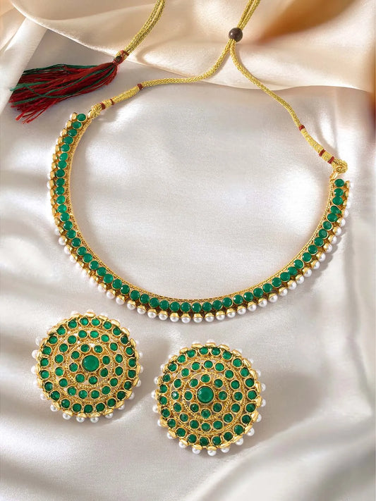 Lustrous in Stones Necklace Set - Green