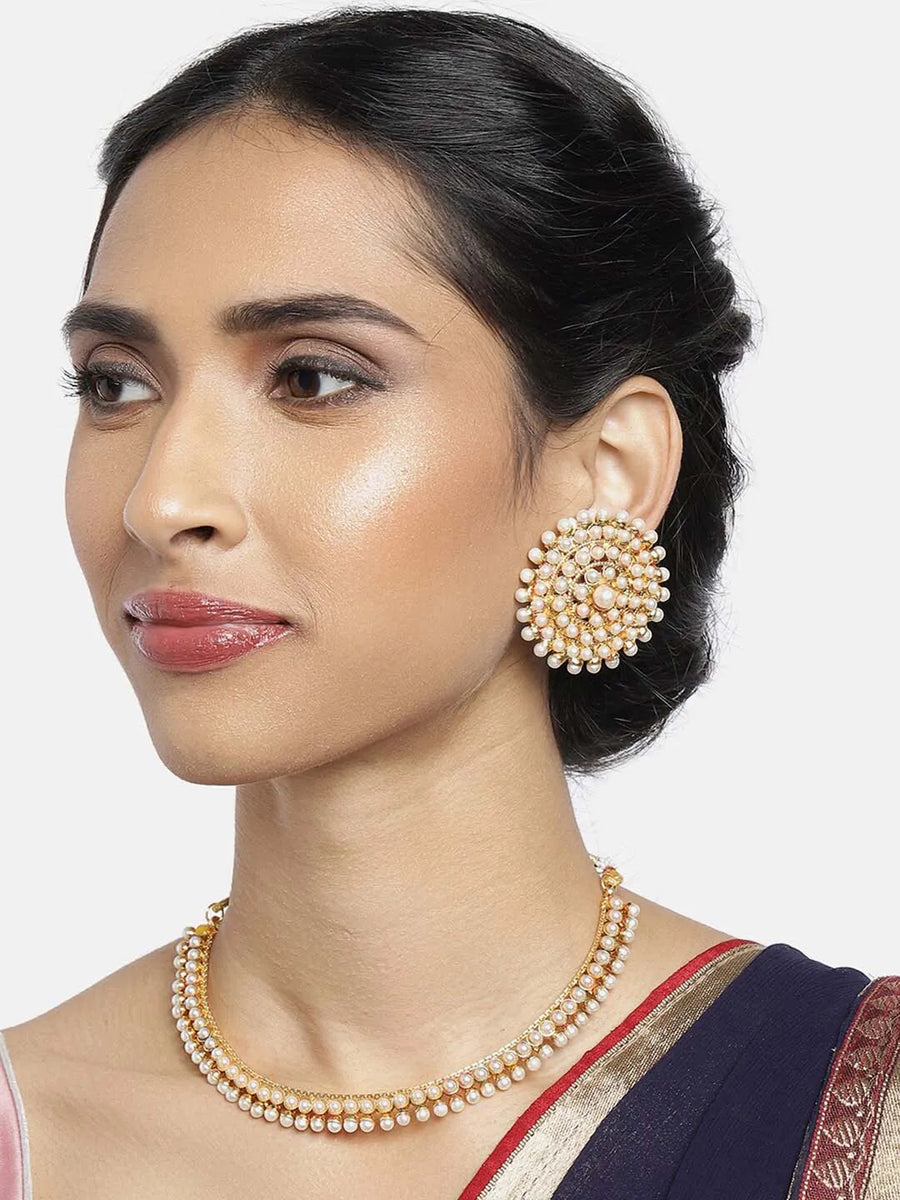 Lustrous in Stones Necklace Set - White