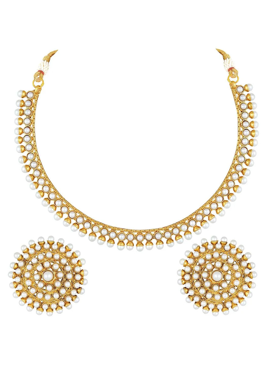 Lustrous in Stones Necklace Set - White