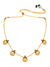 Peora Royal Coin Ruby Green Necklace Set - Gold