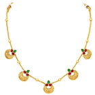 Peora Royal Coin Ruby Green Necklace Set - Gold