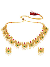 Peora Festive Floral Necklace Set - Gold