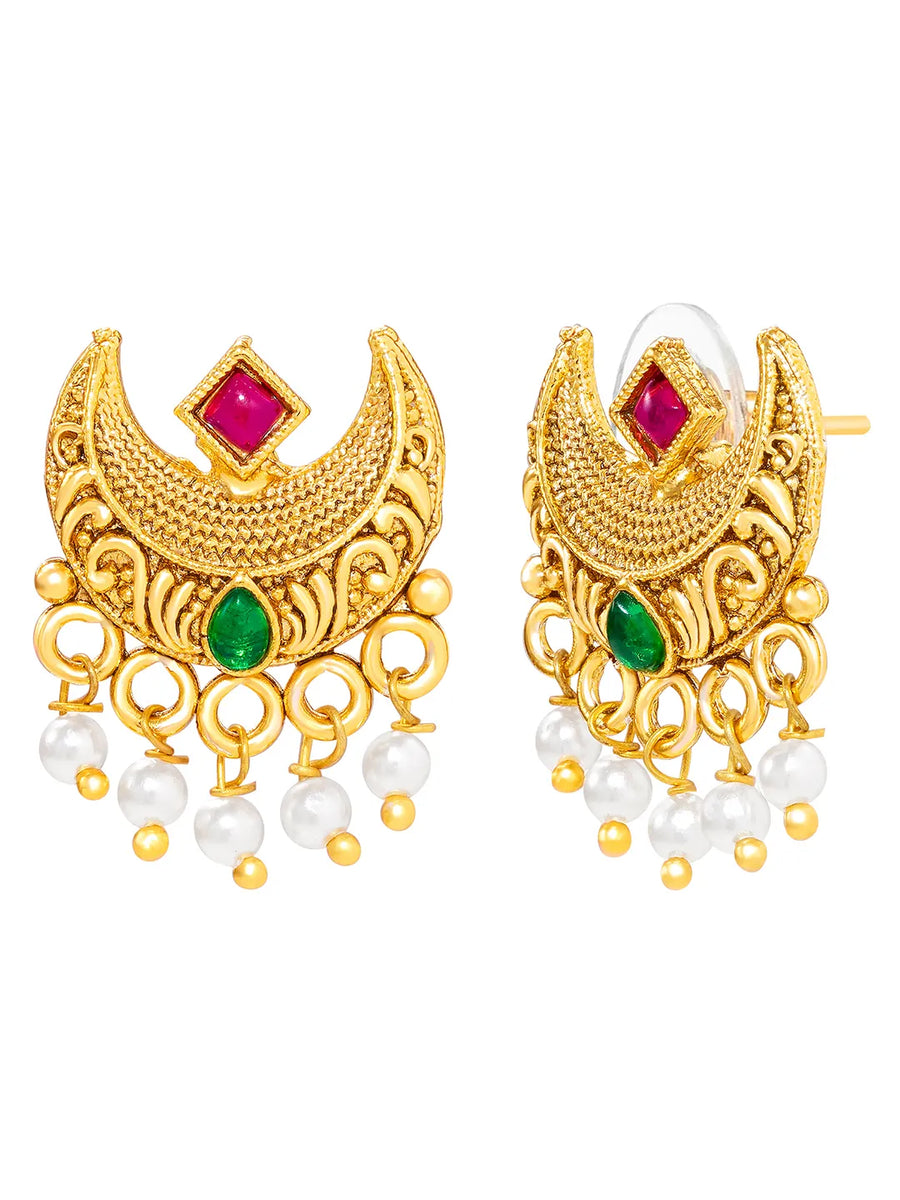 Peora Festive Floral Necklace Set - Gold