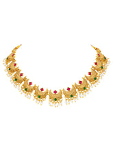 Peora Festive Floral Necklace Set - Gold