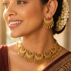 Peora Heritage Floral Necklace Set - Gold