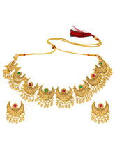Peora Heritage Floral Necklace Set - Gold