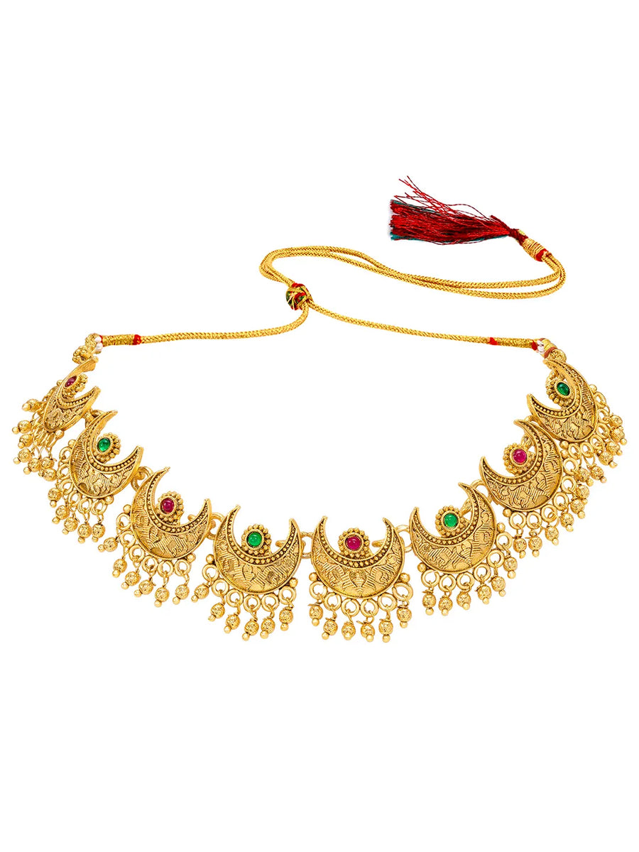 Peora Heritage Floral Necklace Set - Gold