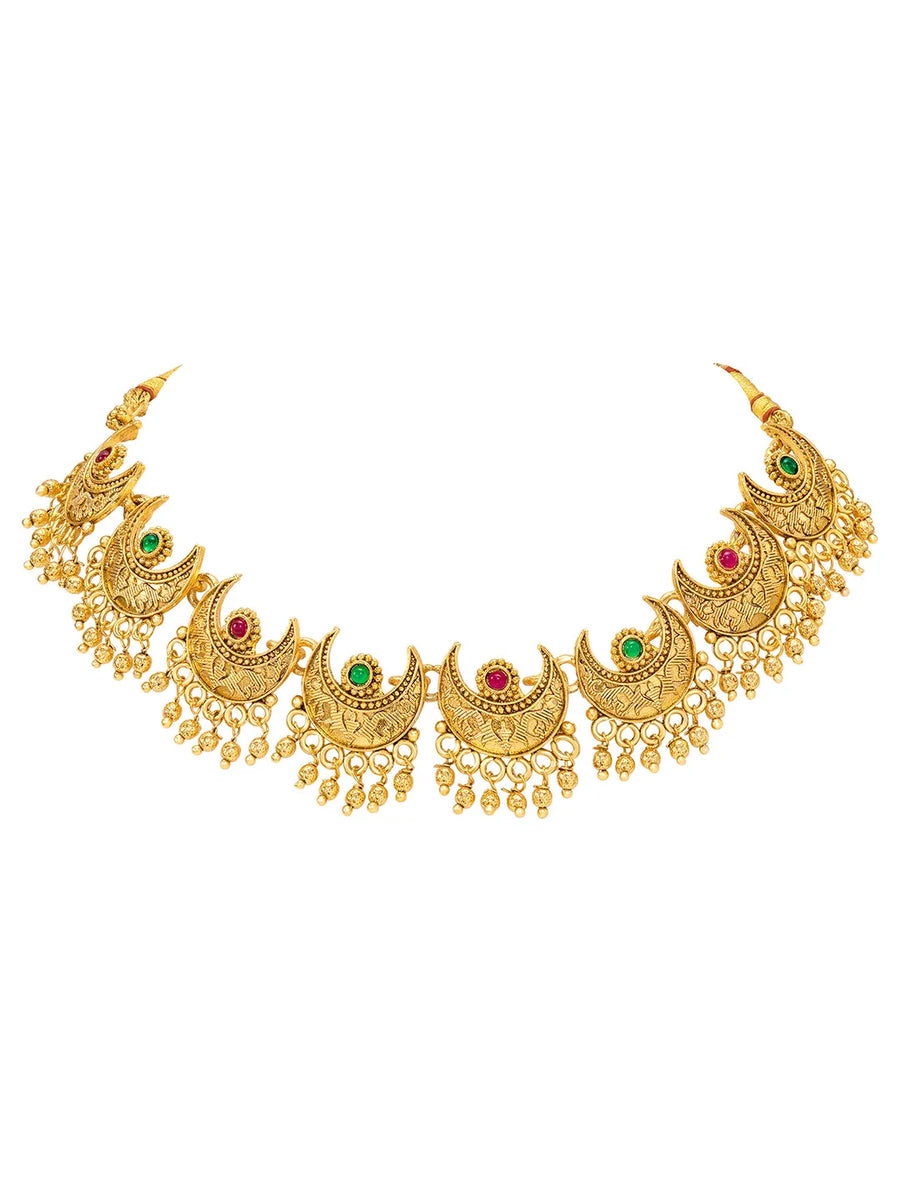 Peora Heritage Floral Necklace Set - Gold