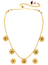 Peora Traditional Floral Necklace Set - Gold
