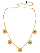Peora Traditional Floral Necklace Set - Gold