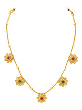 Peora Traditional Floral Necklace Set - Gold