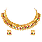 Peora Heritage Ruby Green Necklace Set - Gold