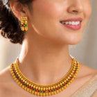 Peora Heritage Ruby Green Necklace Set - Gold
