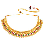 Peora Heritage Ruby Green Necklace Set - Gold