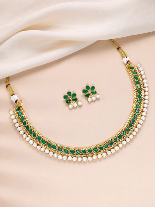 Traditional Green Stone Choker Set