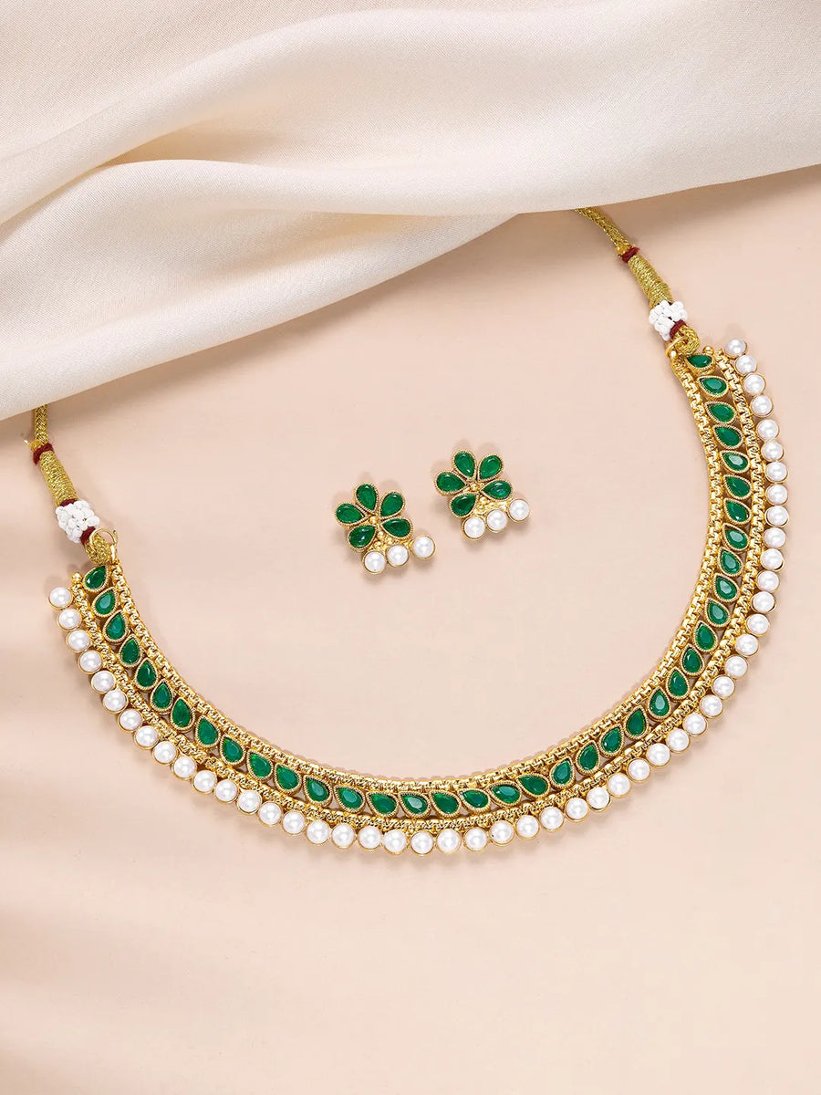 Traditional Green Stone Choker Set