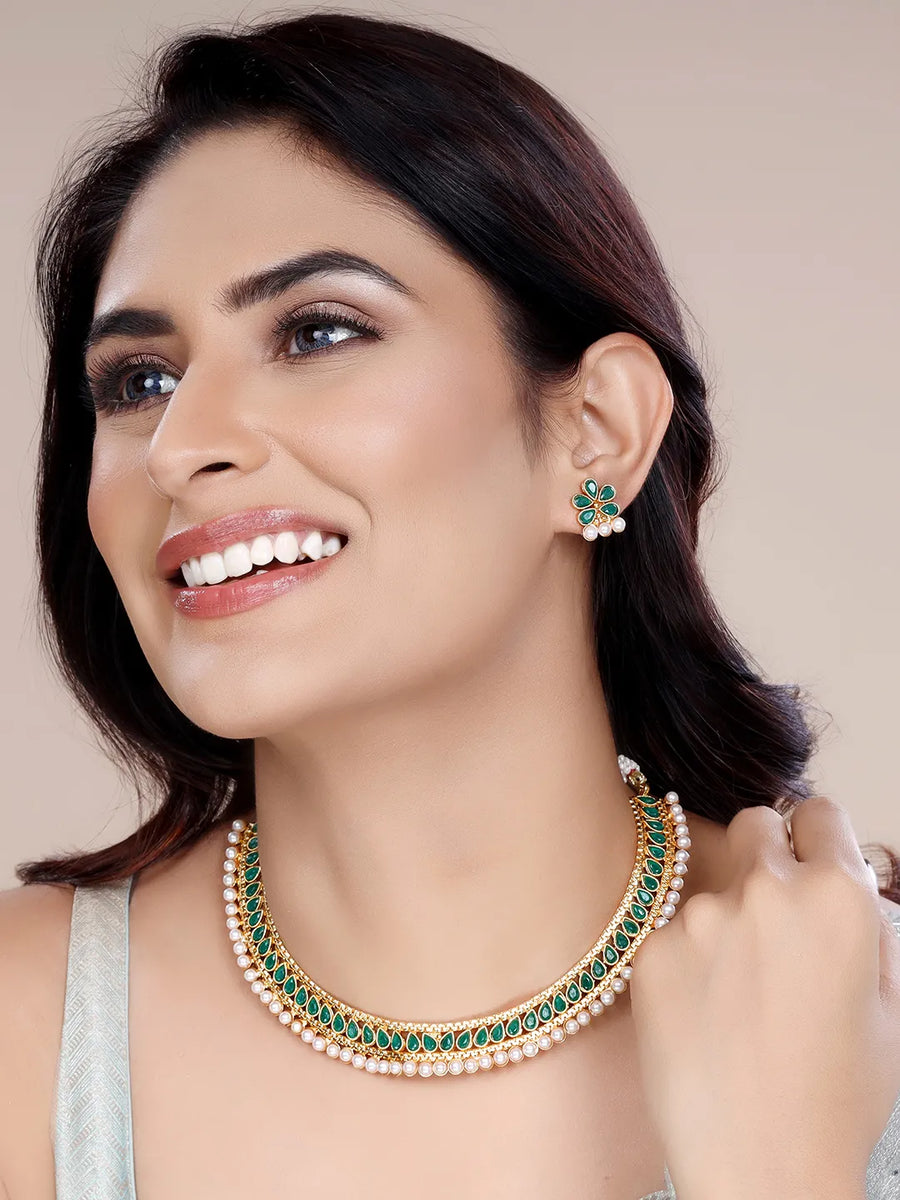 Traditional Green Stone Choker Set
