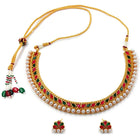 Traditional Rani Pink Green Stone Choker Set
