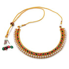 Traditional Rani Pink Green Stone Choker Set