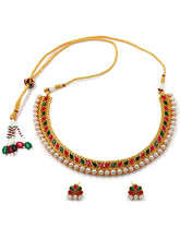 Traditional Rani Pink Green Stone Choker Set