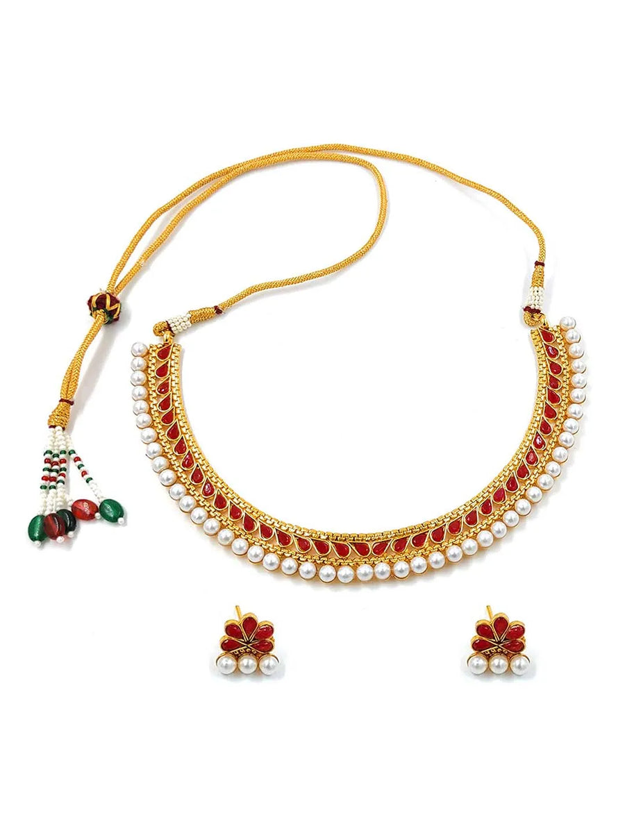 Traditional Red Stone Choker Set