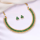 Chic Harmony Pearl Stones Necklace Set - Green