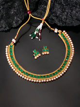 Chic Harmony Pearl Green Stones Necklace Set