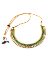 Chic Harmony Pearl Green Stones Necklace Set