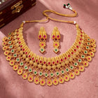Peora Royal Floral Maharani Necklace Set - Gold