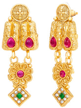 Peora Royal Floral Maharani Necklace Set - Gold
