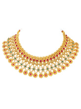 Peora Royal Floral Maharani Necklace Set - Gold