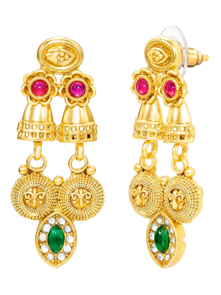 Peora Maharani Bridal Necklace Set - Gold