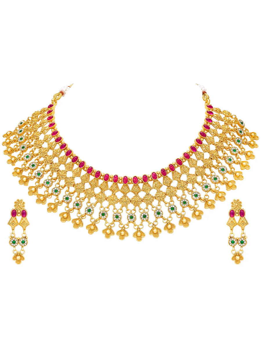 Peora Heritage Bridal Necklace Set - Gold