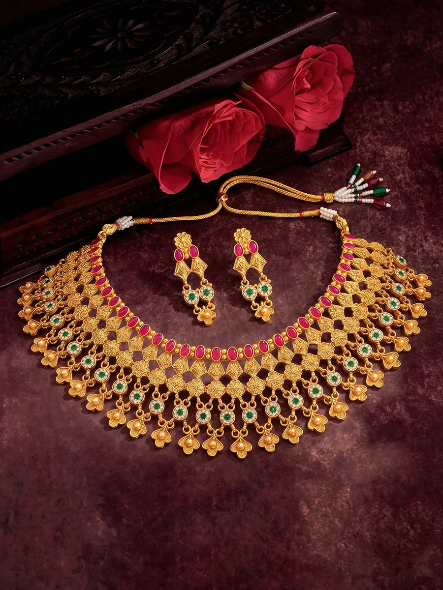 Peora Heritage Bridal Necklace Set - Gold