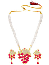 Peora Ruby Blossom Beaded Necklace Set