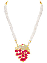 Peora Ruby Blossom Beaded Necklace Set