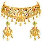 Peora Divine Temple Necklace Set- Gold