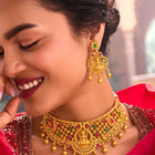 Peora Divine Temple Necklace Set- Gold