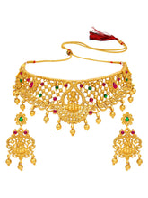 Peora Divine Temple Necklace Set- Gold