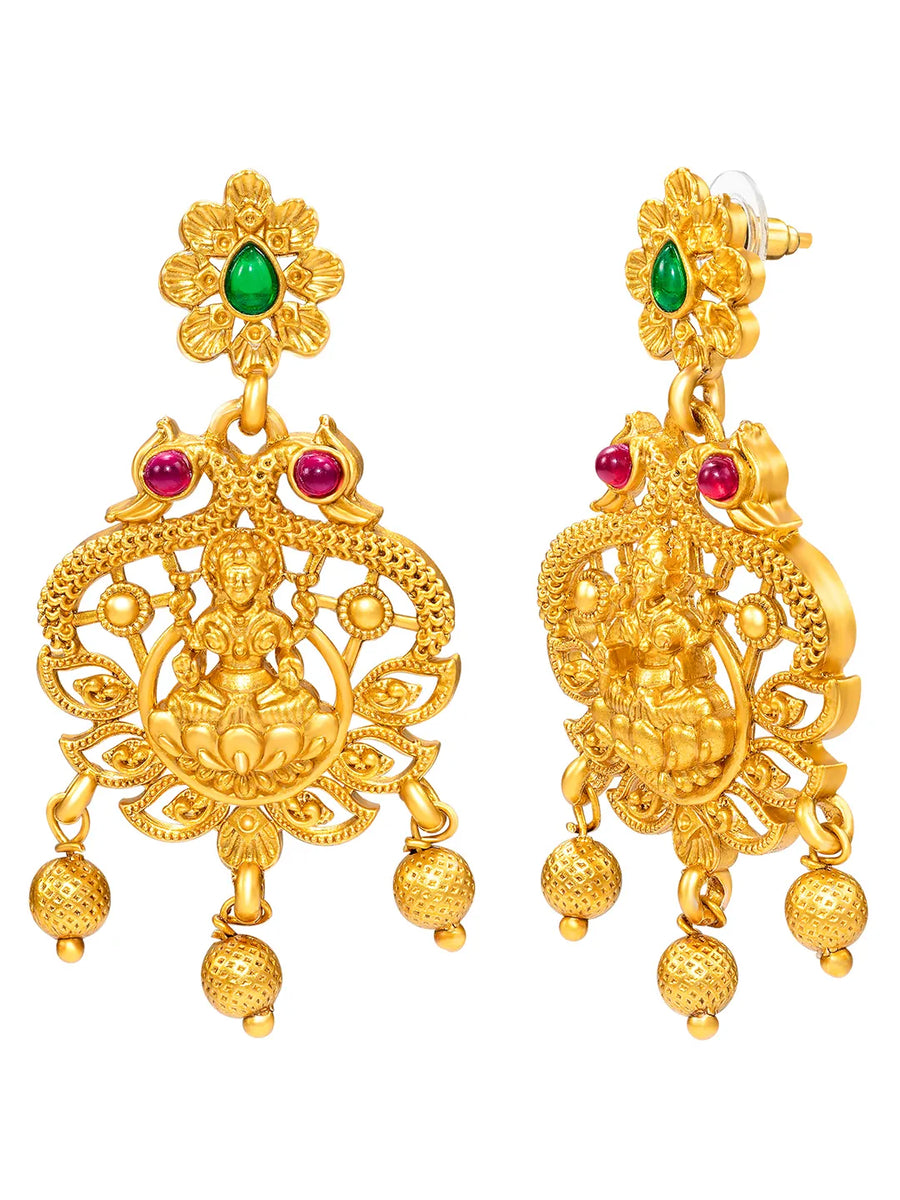 Peora Divine Temple Necklace Set- Gold